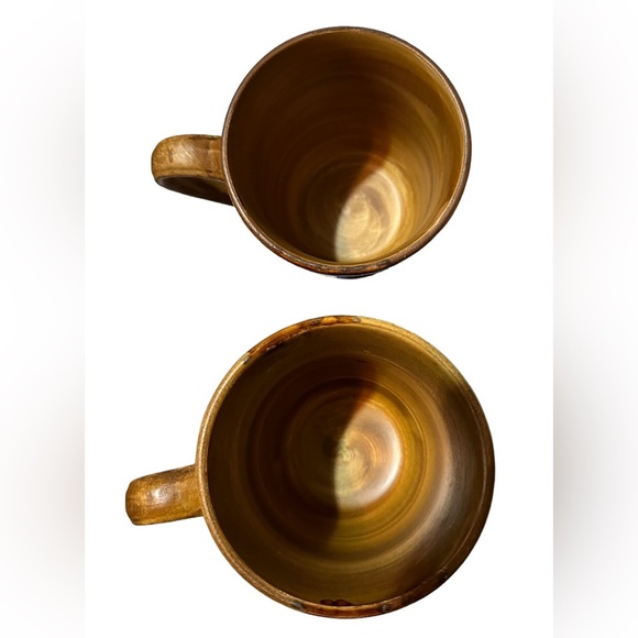 SANGO Splash Brown Drip Glazed Pottery Coffee Mugs Cups Set of 2 Gorgeous Finish - Picture 4 of 4